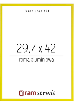 Żółta rama aluminiowa 29,7 x 42 cm