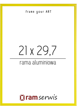 Żółta rama aluminiowa 21 x 29,7 cm